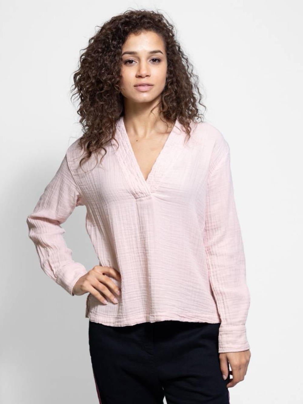 XiRENA Avery Gauze V-Neck Short Sleeve Top in Pink Quartz size S